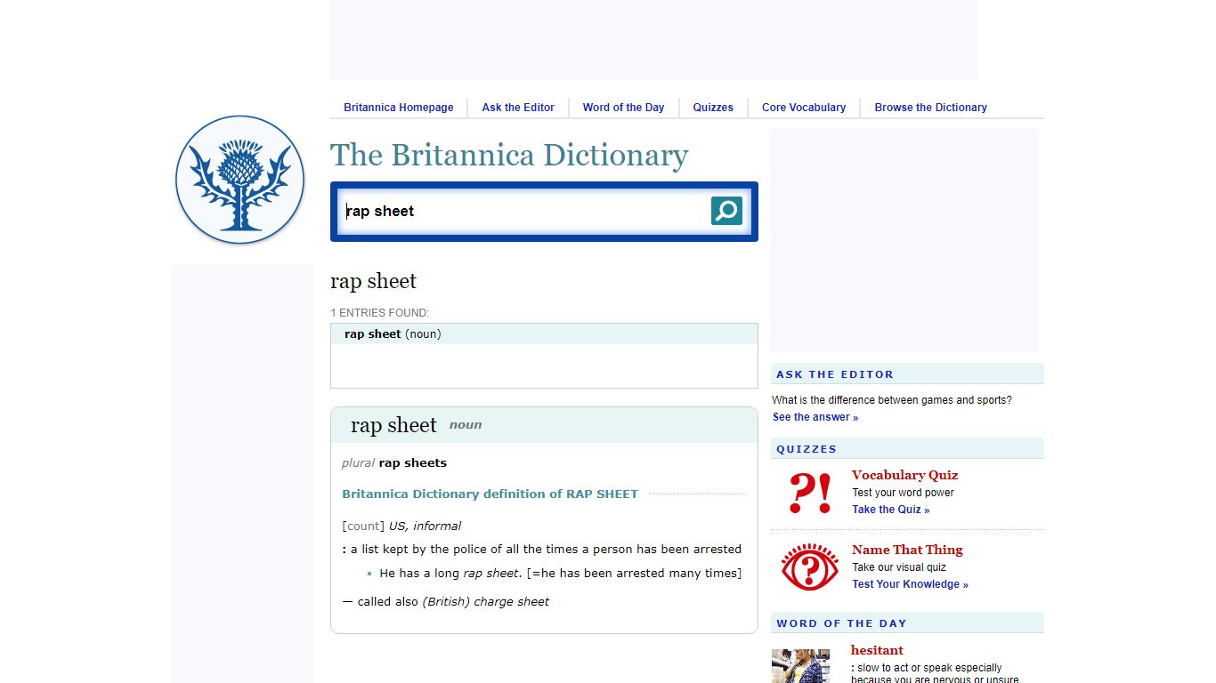 Rap sheet Definition & Meaning | Britannica Dictionary
